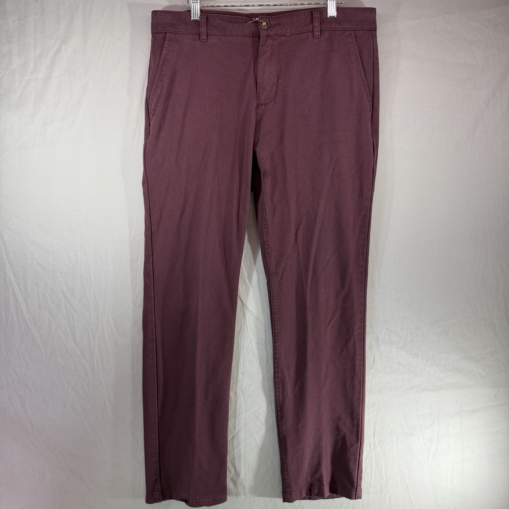 Mugsy Ports Chino Pants Mens 34x30 Cotton Blend Casual Dress Chinos Burgundy